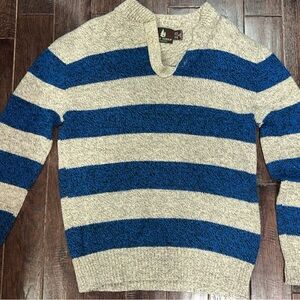 High Sierra Men's V-Neck Sweater - Blue and Gray Stripes